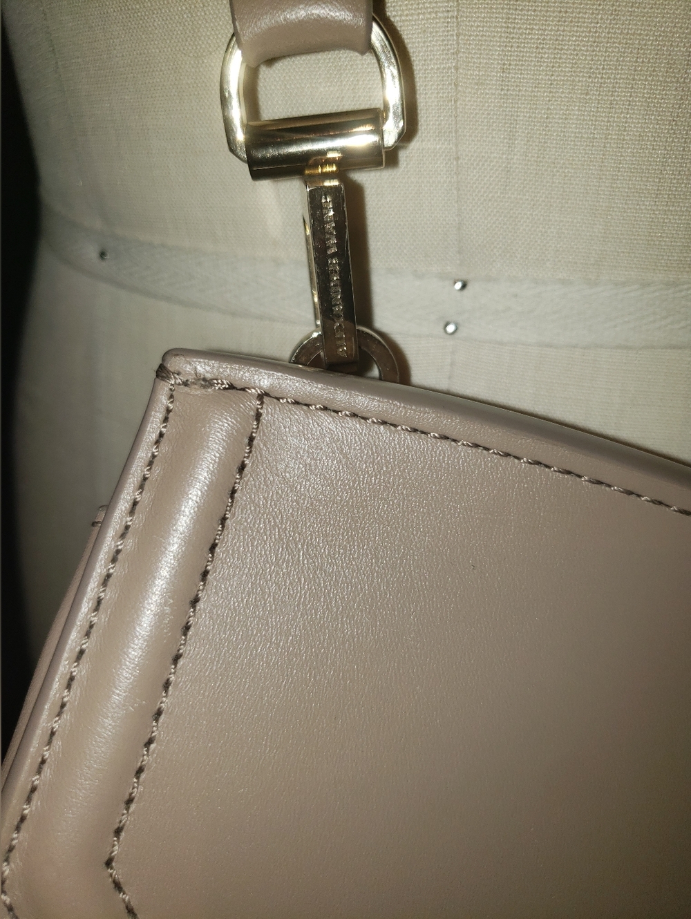 Alexander Wang Taupe Gen Leather Adjustable Shoulder Strap Gold Metal Corner Bag